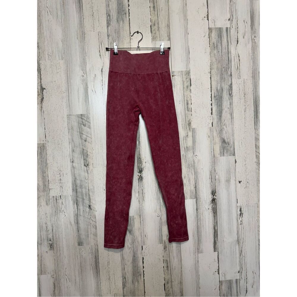 Indero High Rise Leggings Womens Small Burgundy Stretch Athleisure
